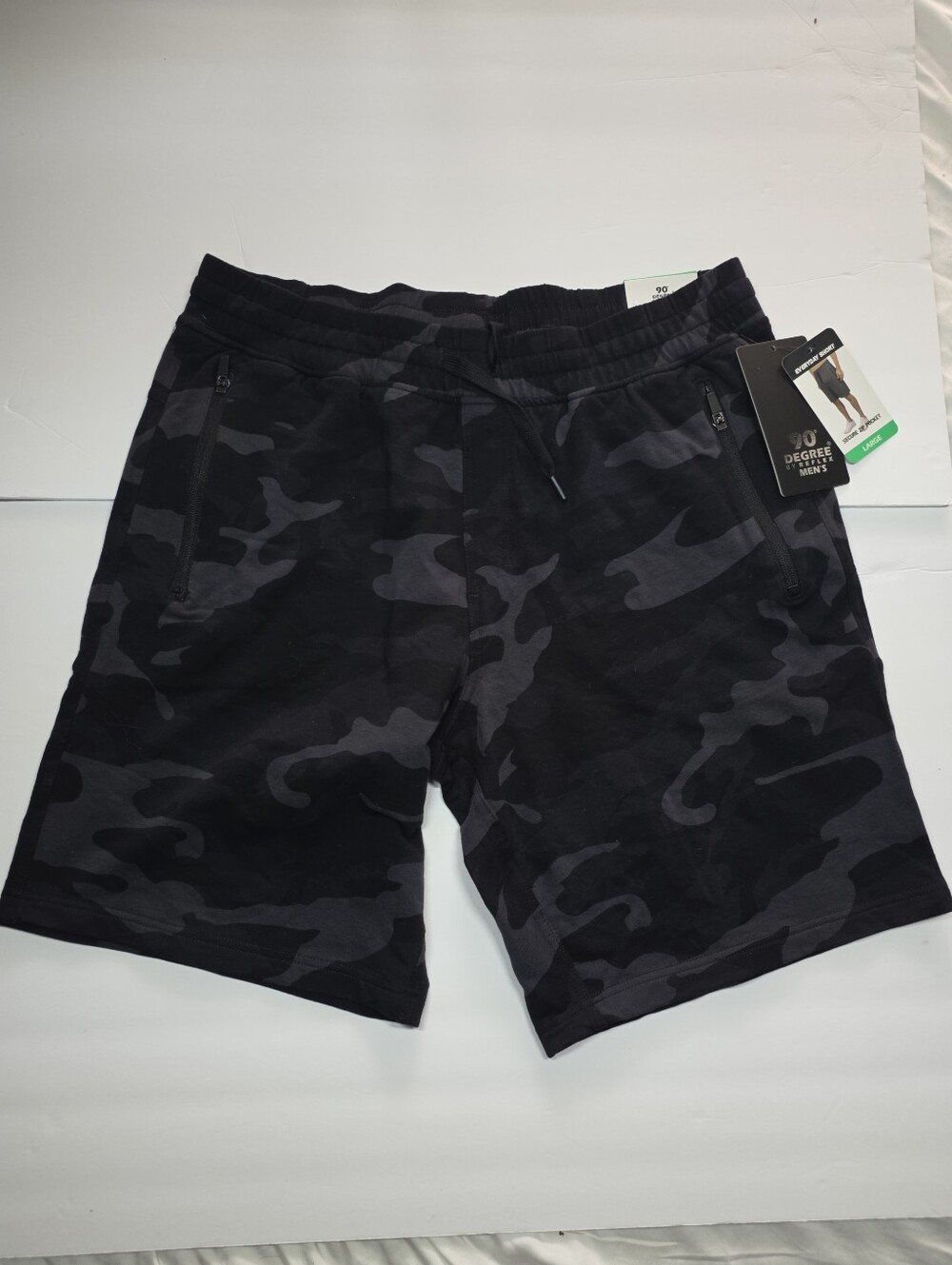 Men's 9 Inch Inseam Gray Camouflage Athletic Shorts 90 Degrees Army